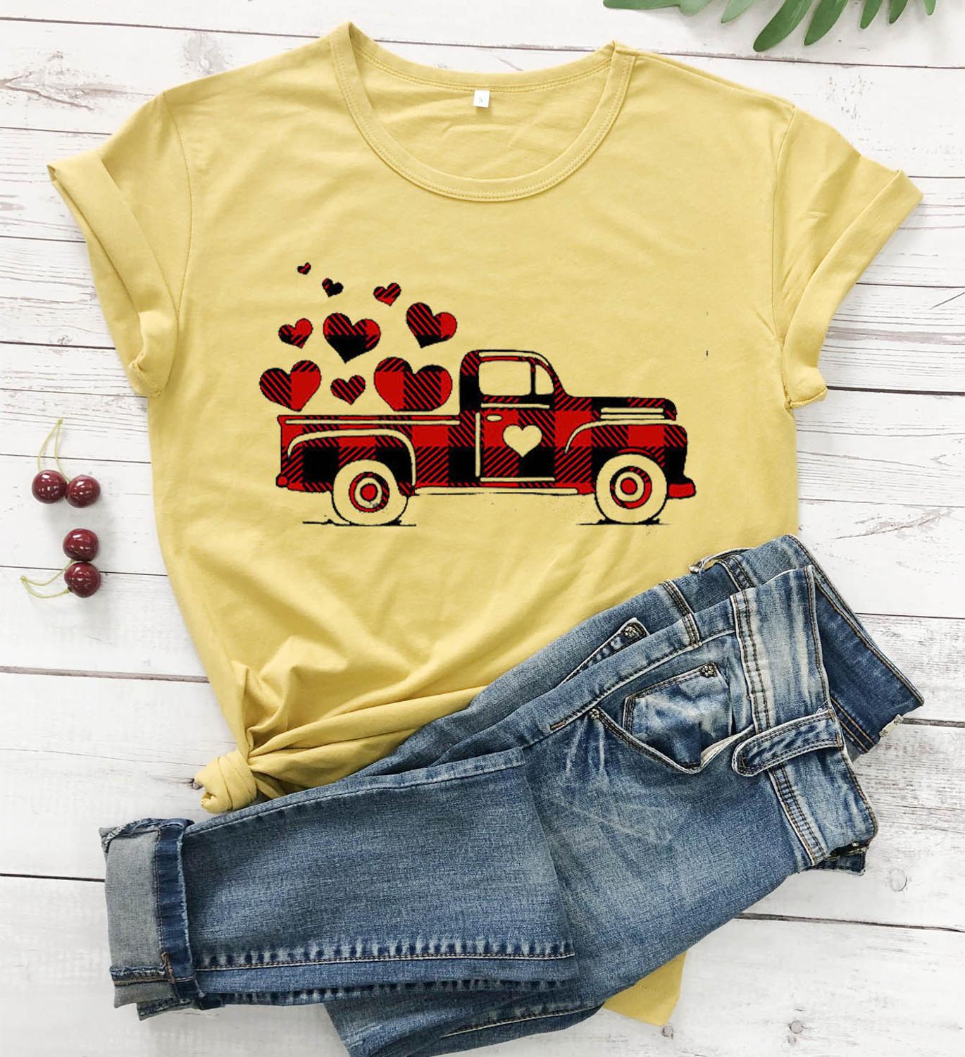 [Copy]-9-勿删-大大大商品-极端商品-500sku-%^&8990004457890#$$%^&*@#%%^&&*())(**&^%$!@#$%^&*()#$%^&*(($%^&*()$%^&*(#$%^&*()#$%^&*()Plaid Printed Splicing Car Heart T-Shirt Valentine's Day women fashion pure cotton casual lover gift young hipster tees art tops