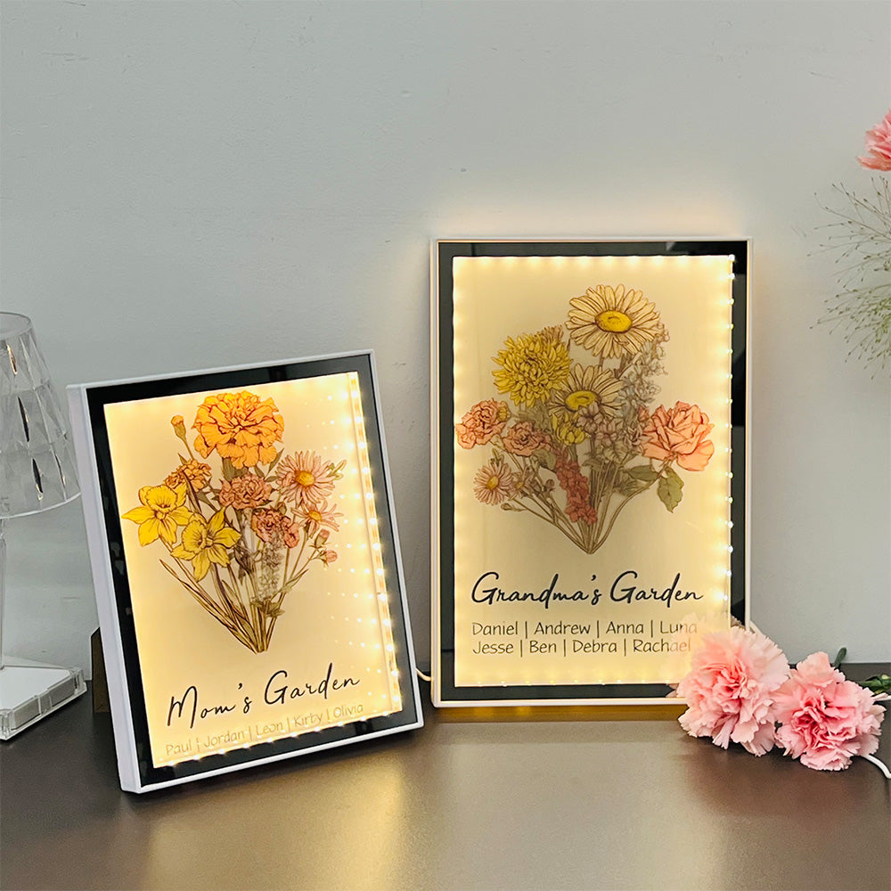 50% OFF✨Custom Birth Flower Bouquet LED Light Magic Mirror