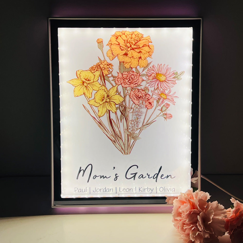 50% OFF✨Custom Birth Flower Bouquet LED Light Magic Mirror