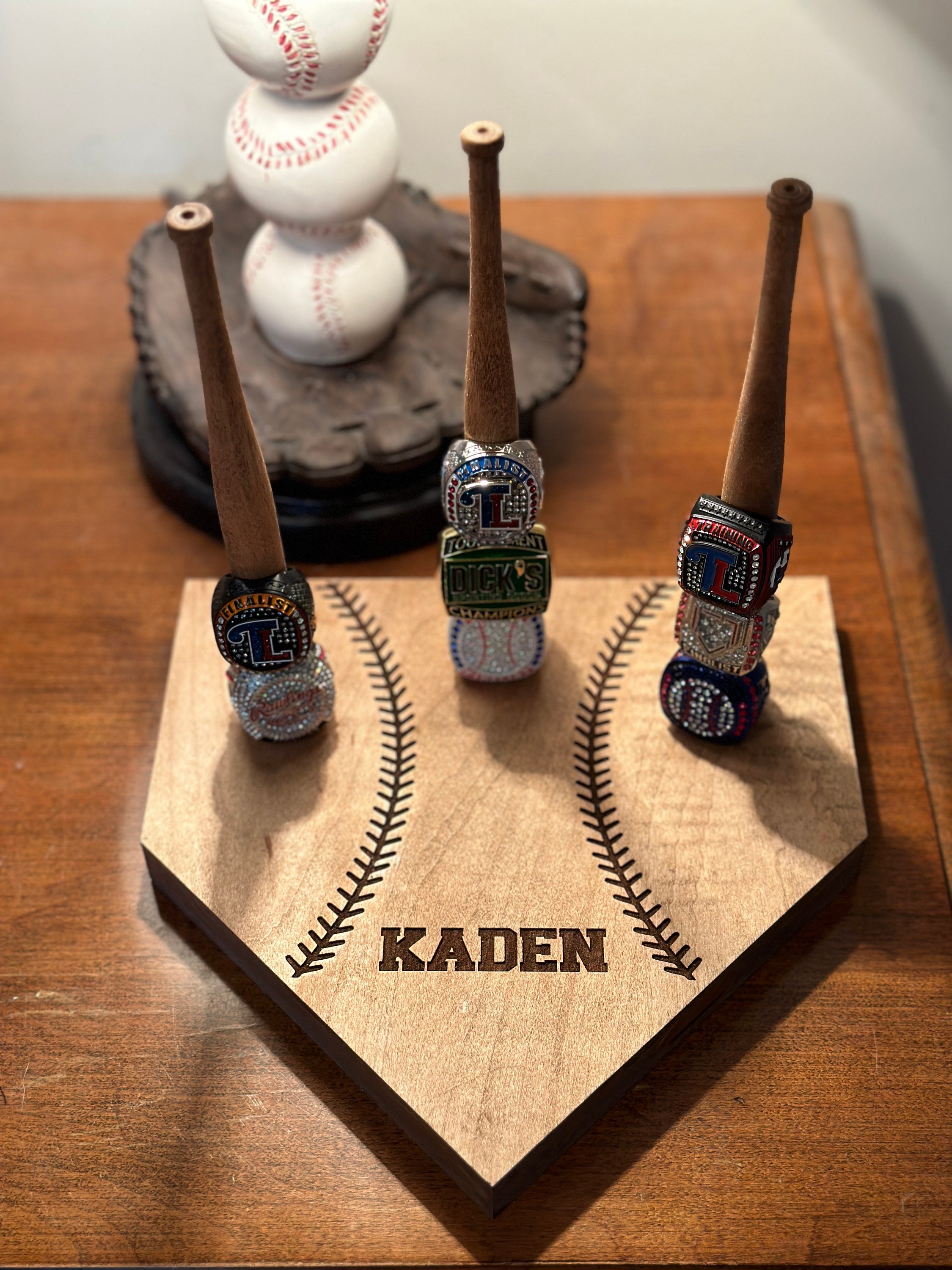 Engraved Baseball or Softball Homeplate Ring Holder