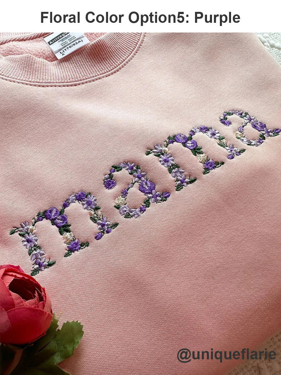 Custom Embroidered Mama/Grandma Floral Sweatshirt/Hoodie/T-shirt