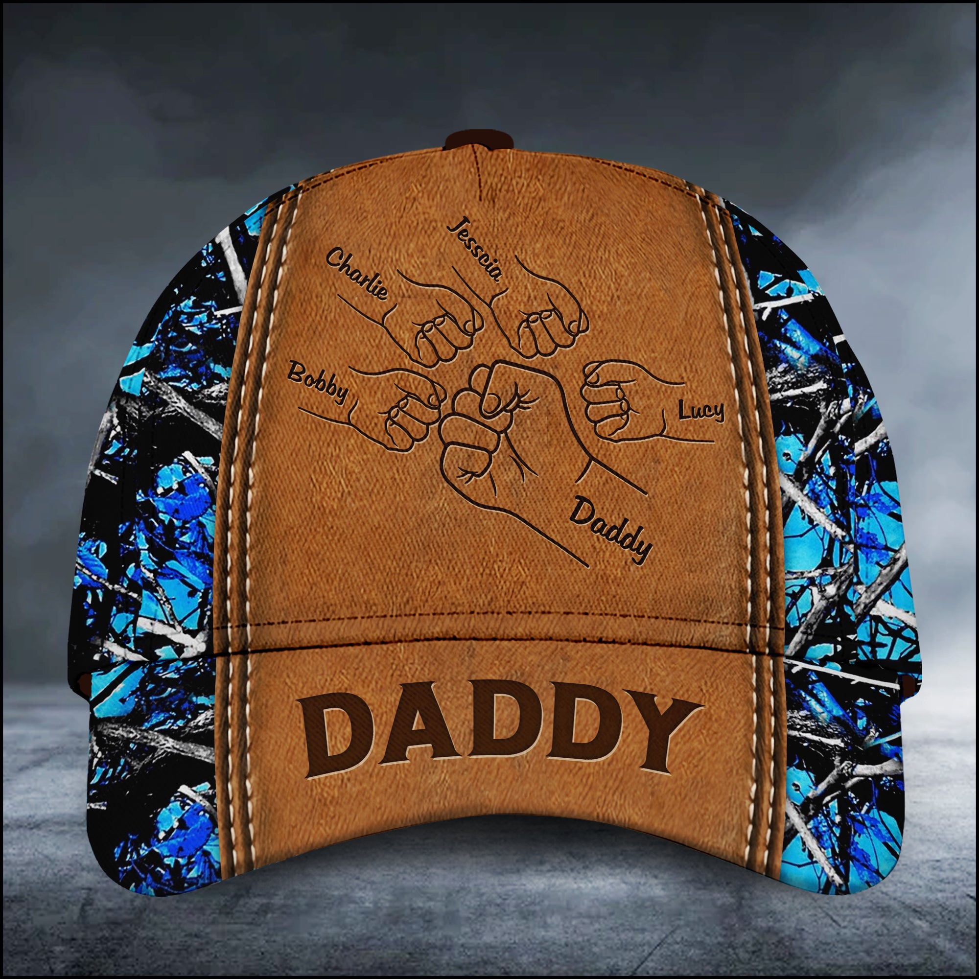 Grandpa Papa Daddy Fist Bump Fathers Day Family Personalized Cap CTL26APR24TT1