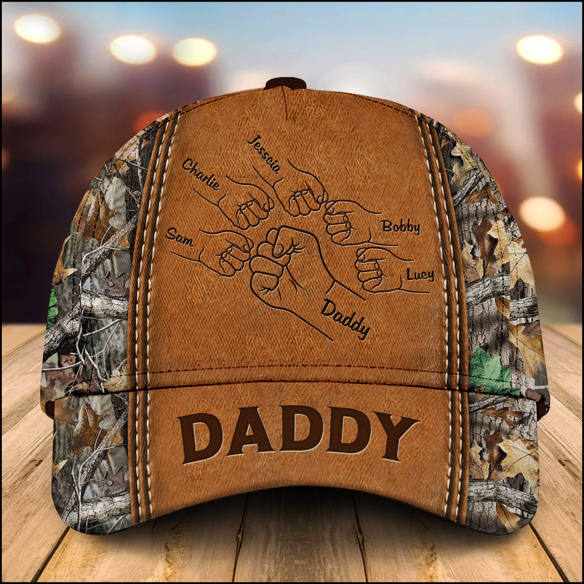 Grandpa Papa Daddy Fist Bump Fathers Day Family Personalized Cap CTL26APR24TT1