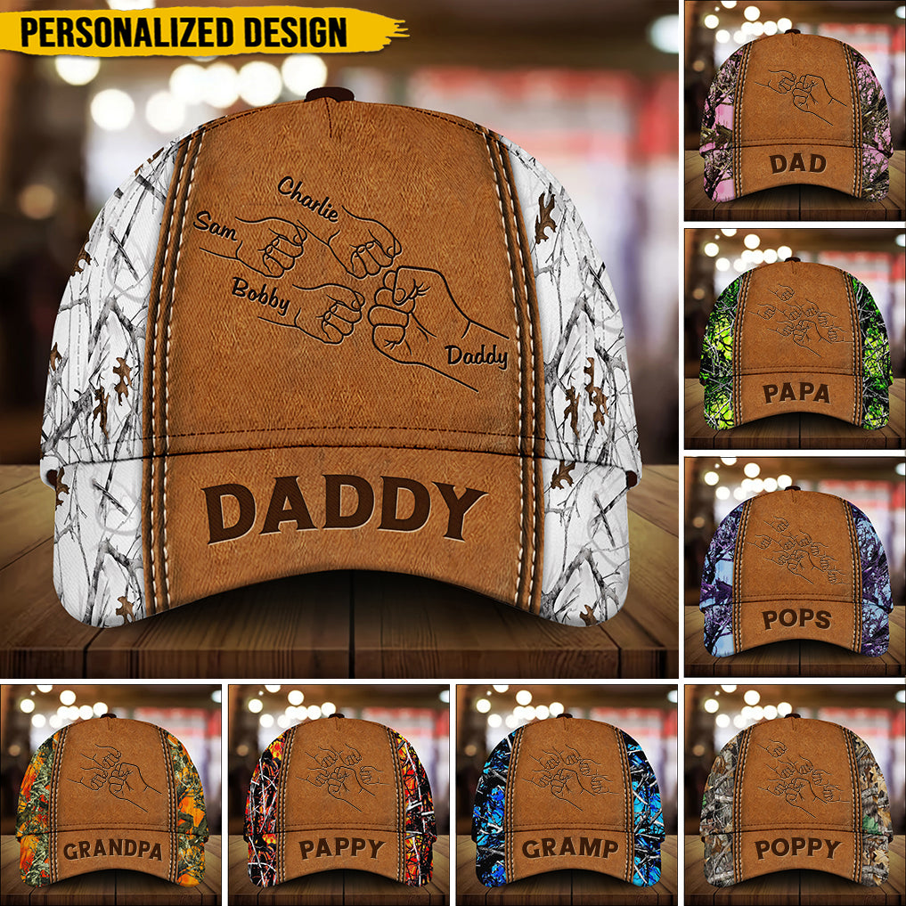 Grandpa Papa Daddy Fist Bump Fathers Day Family Personalized Cap CTL26APR24TT1