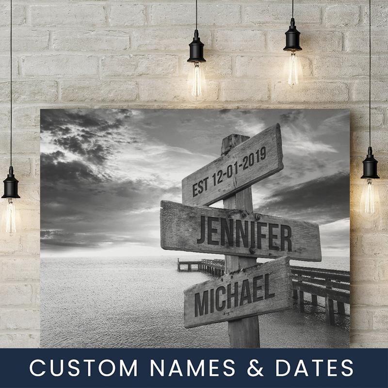 Personalized Ocean Dock Multi-Names Premium Canvas