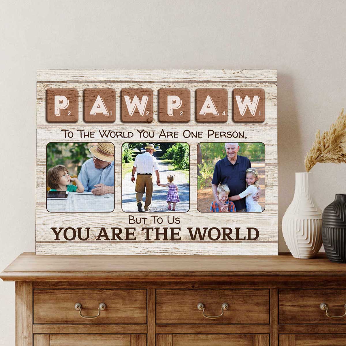 Daddy Grandpa You Are The World Custom Canvas Print