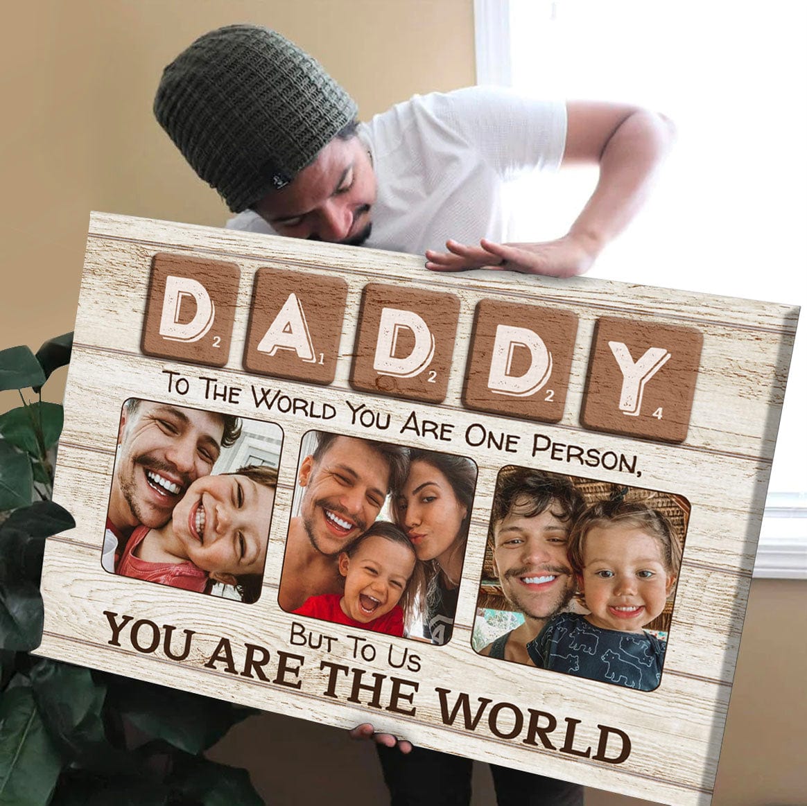 Daddy Grandpa You Are The World Custom Canvas Print