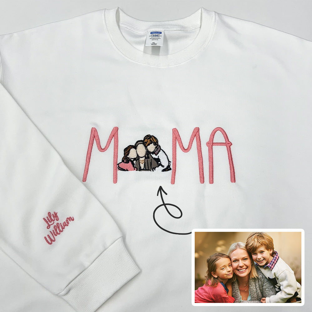 Custom Mama Embroidered Sweatshirt With Your Photo