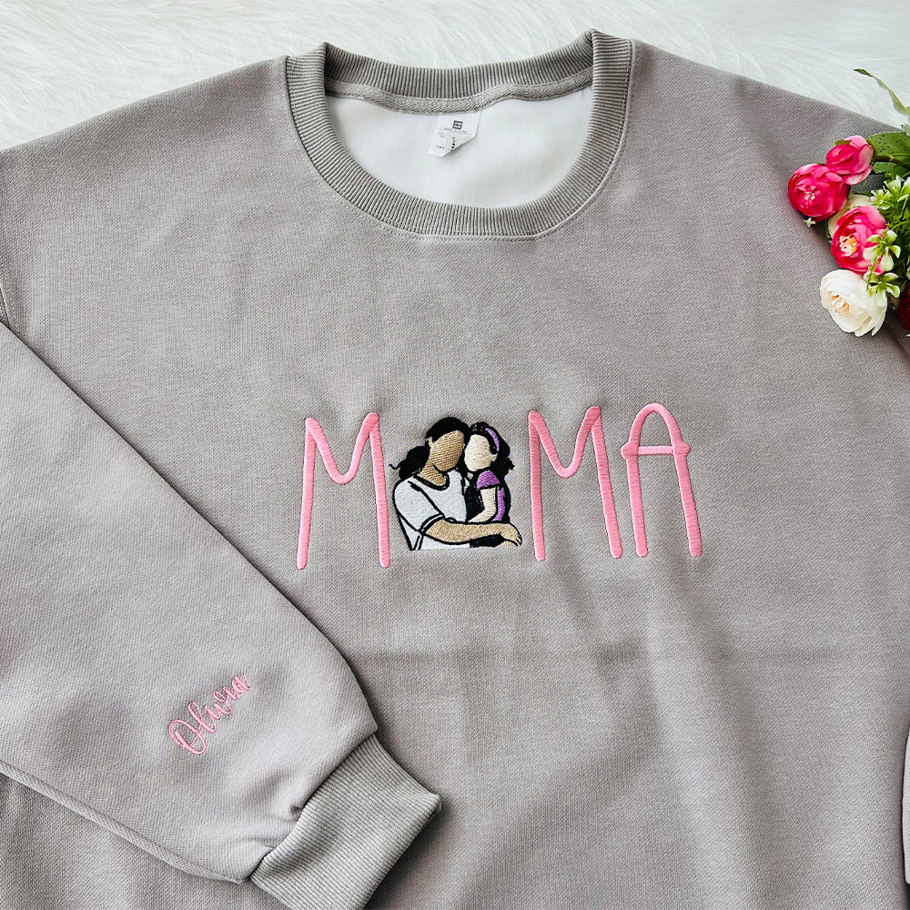 Custom Mama Embroidered Sweatshirt With Your Photo