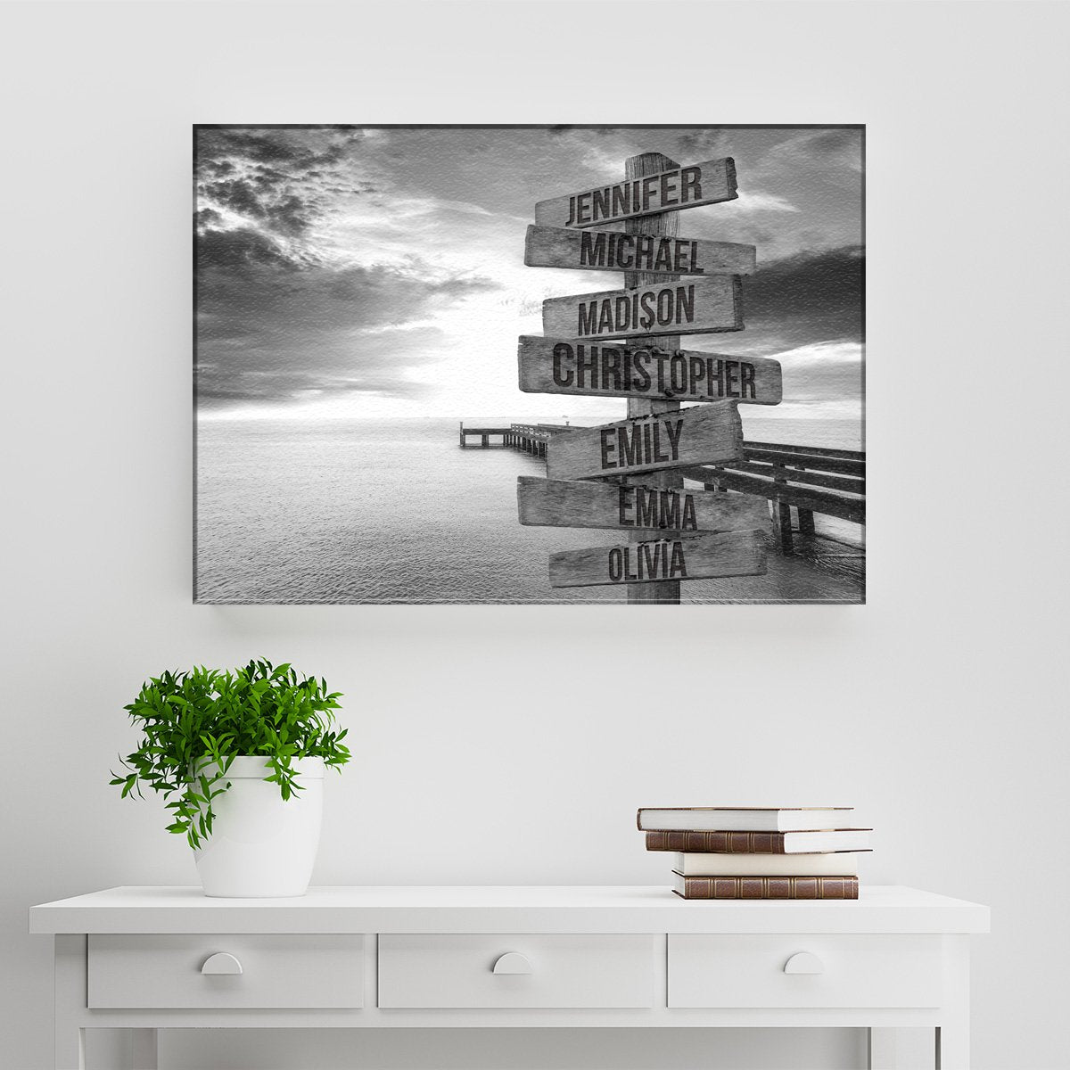 Personalized Ocean Dock Multi-Names Premium Canvas