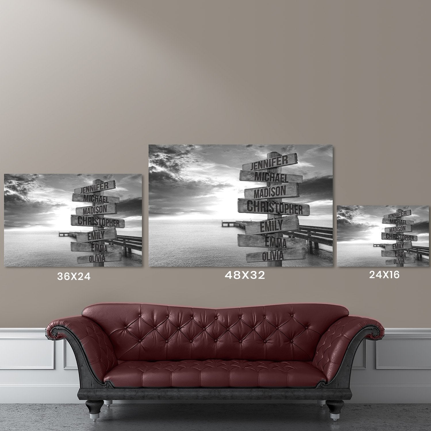 Personalized Ocean Dock Multi-Names Premium Canvas