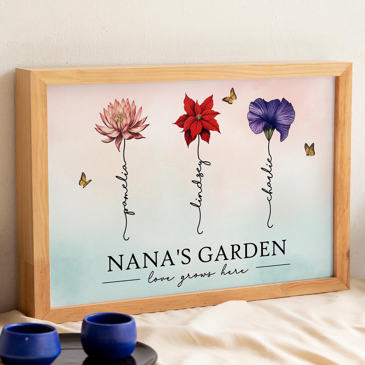Grandma‘s Garden Love Grows Here Beautiful Birth Month Flower Gift For Grandma Mom Personalized Poster