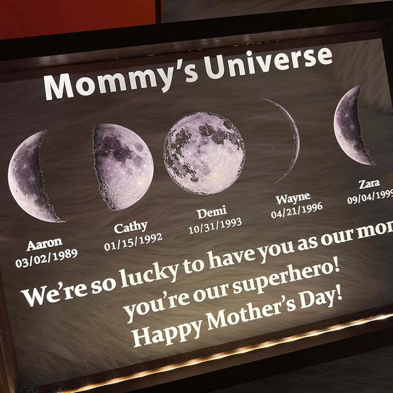 Led Light Frame With Text And Date - Mom's Universe