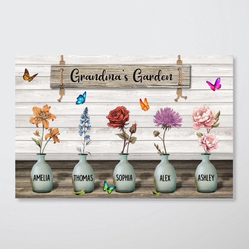 Custom Birth Month Flowers Poster, Mother's Day Gift For Grandma, Mom, Auntie