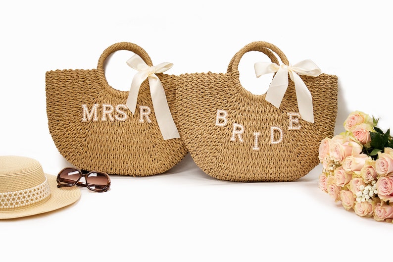 Customized straw bags,Mrs Custom Beach Bag
