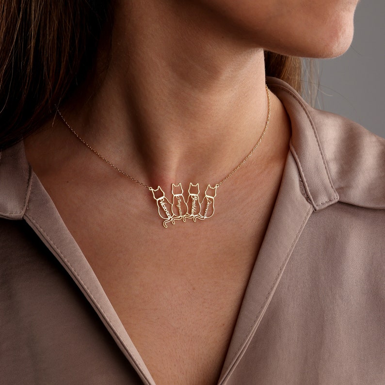Custom Cat Necklace with Personalized Name, , Gifts For Cat Lovers, Cat Memorials Gift 