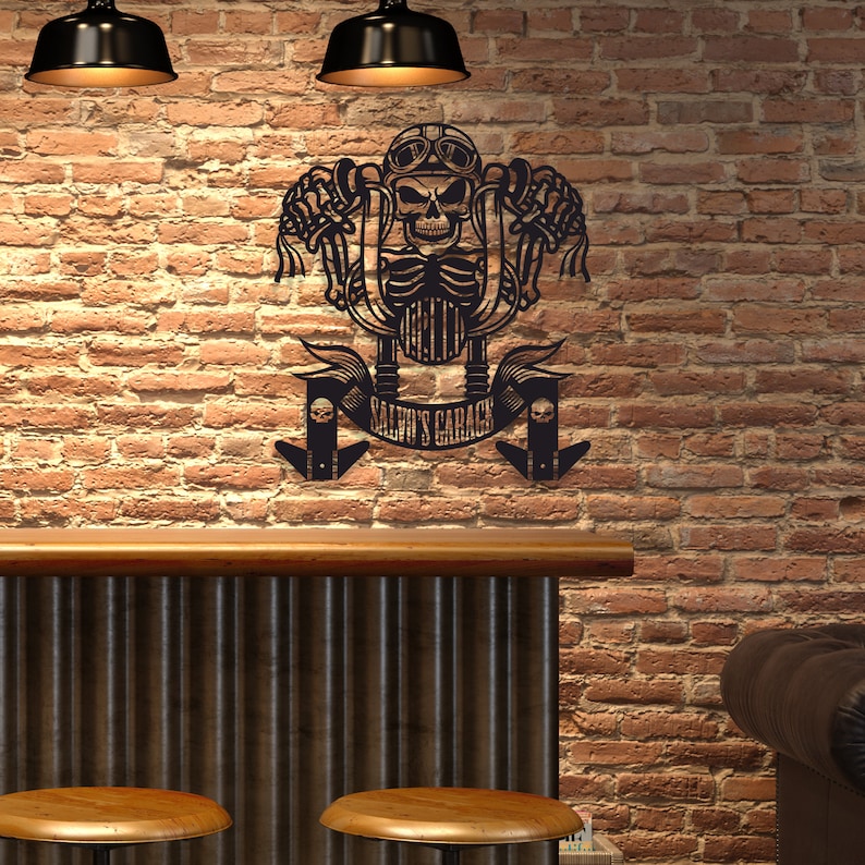 Custom Metal Skull Motorcycle Rider Helmet Jacket Holder, Personalized Biker Gifts