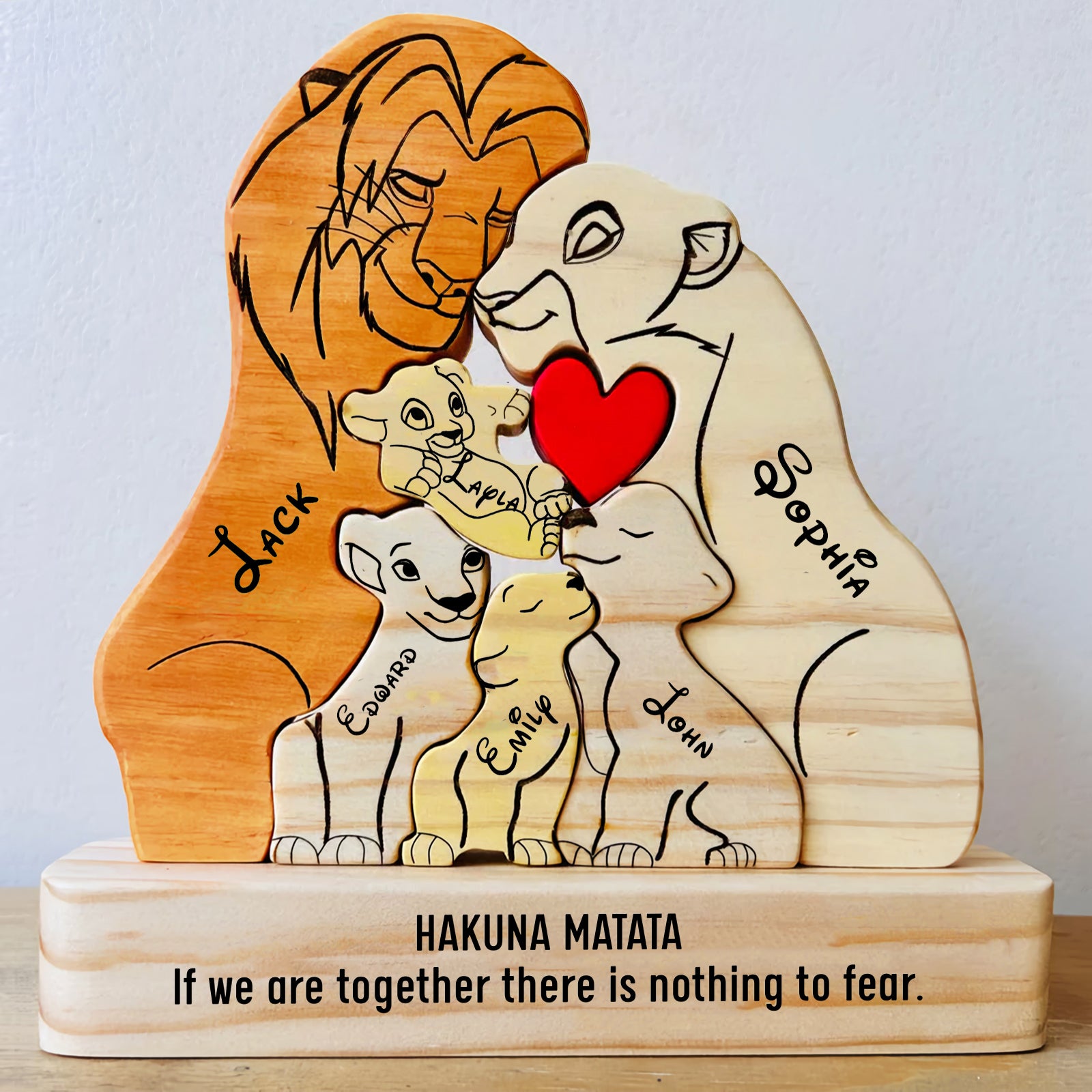 Family - The Lion Pet - Personalized Wooden Puzzle