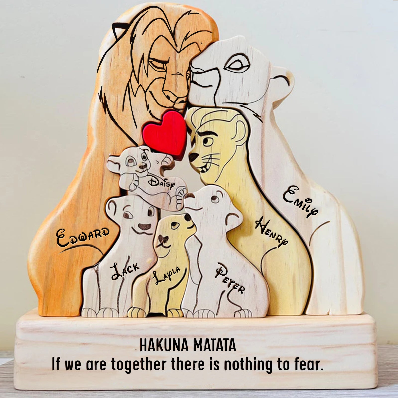 Family - The Lion Pet - Personalized Wooden Puzzle