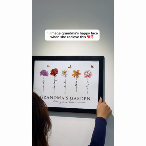 Grandma‘s Garden Love Grows Here Beautiful Birth Month Flower Gift For Grandma Mom Personalized Poster