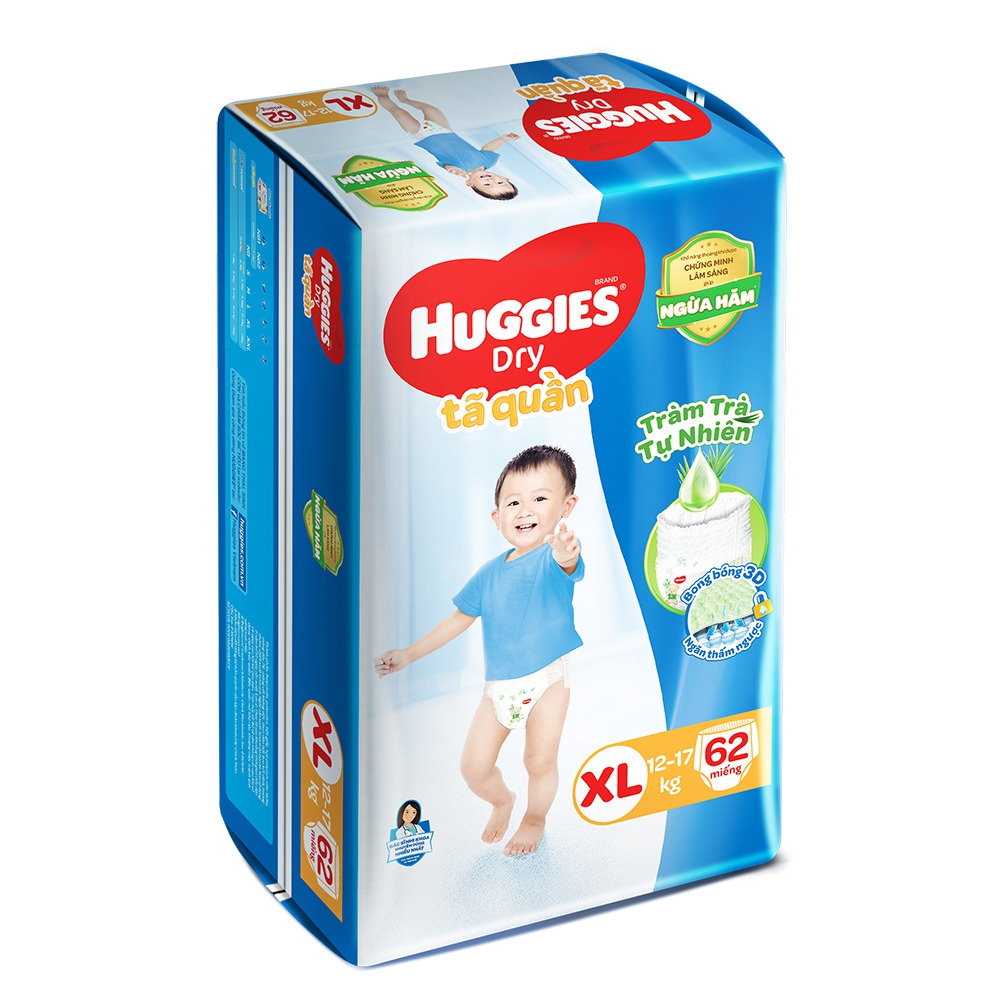 Tã quần Huggies Dry Pants gói cực đại (XL, 12-17kg, 62 miếng)\
