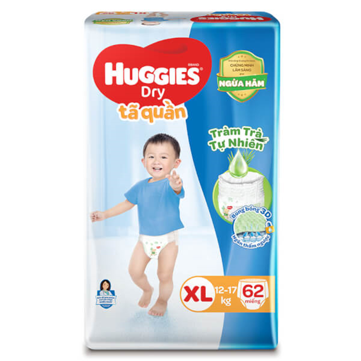 Tã quần Huggies Dry Pants gói cực đại (XL, 12-17kg, 62 miếng)\