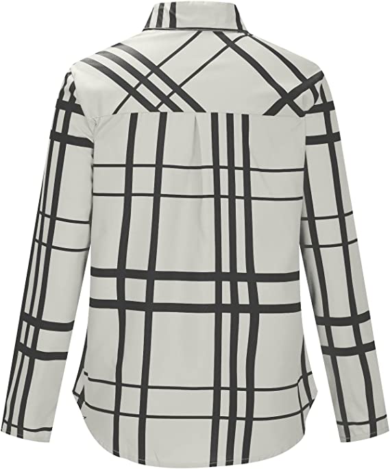 Womens Summer Fall Button Down Shirts 2022 Casual Trendy Long Sleeve Collared Striped Loose Cute Dressy Blouses Cute Tees