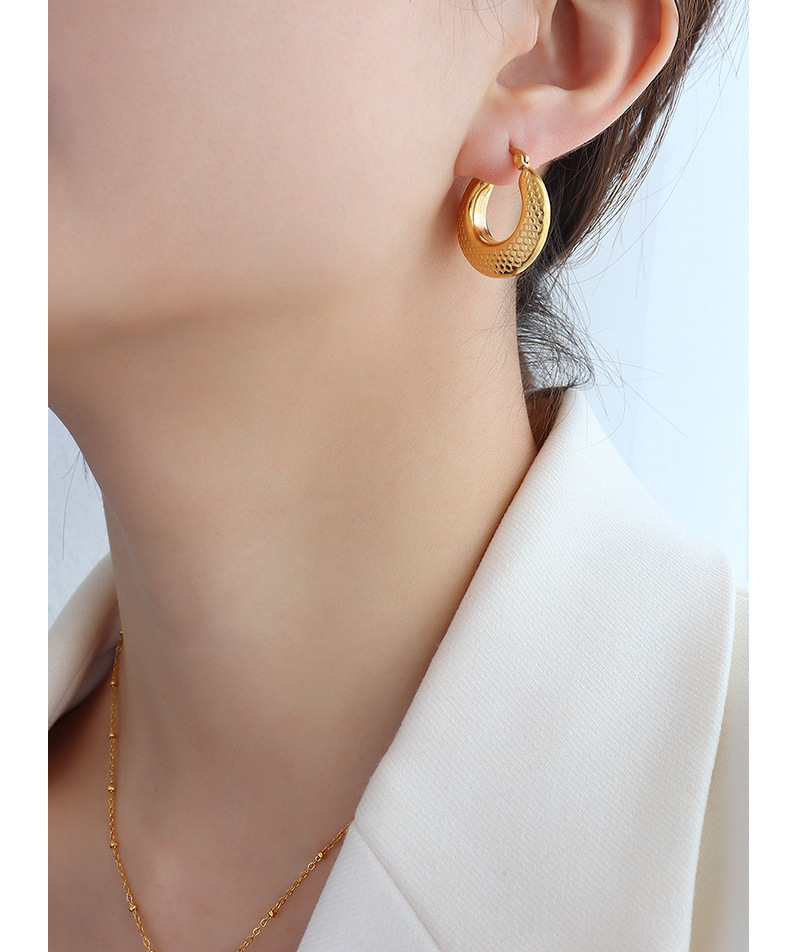 Vintage Style Flakes Texture Hoops