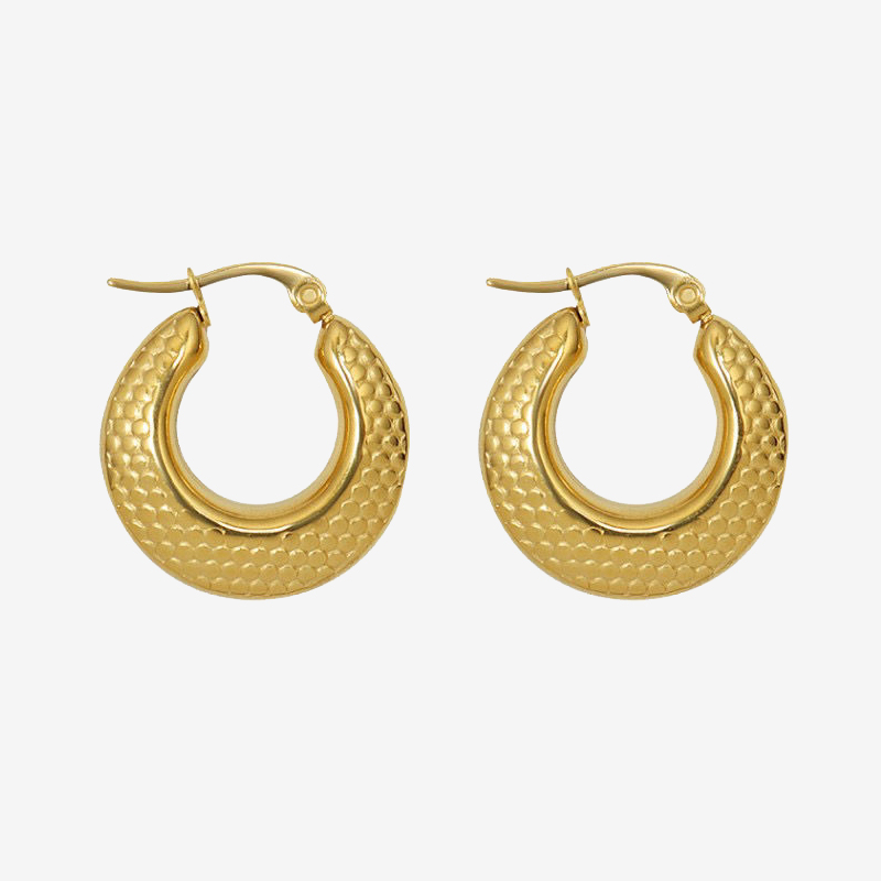 Vintage Style Flakes Texture Hoops