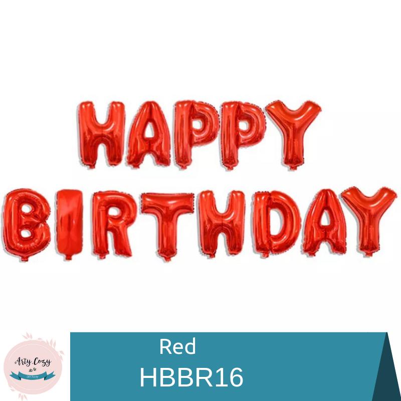 ArtyCozy Happy Birthday Letters Inflatable Party Wall Foil Balloons 16  (Gold / Red/ Silver)