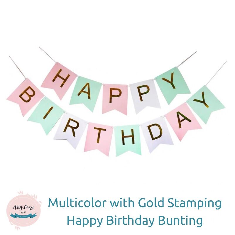 ArtyCozy Happy Birthday Artcard Bunting Banner (Multicolor)
