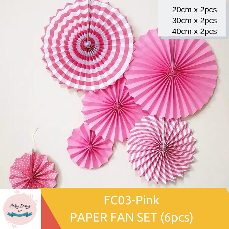 Color Decorative Paper Fans for Party Festival Birthday Wedding Home Decoration 6pcs 3 sizes big medium small