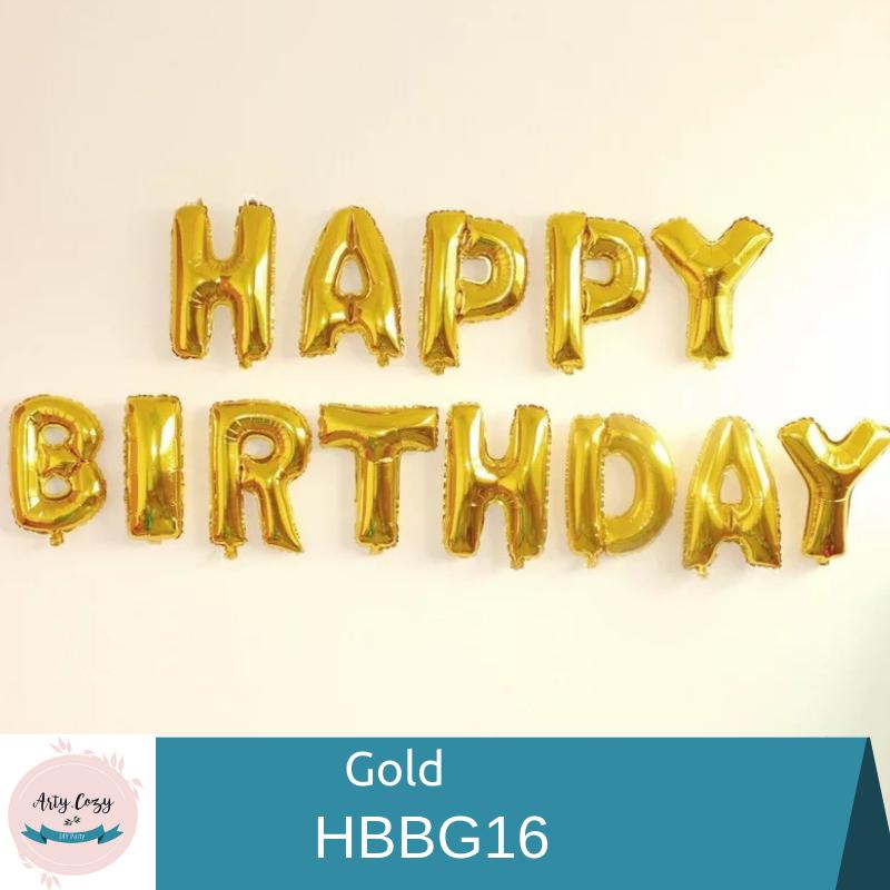 ArtyCozy Happy Birthday Letters Inflatable Party Wall Foil Balloons 16  (Gold / Red/ Silver)