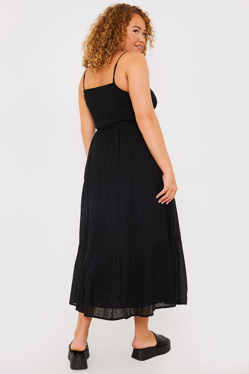 Textured Shirred Midaxi Dress