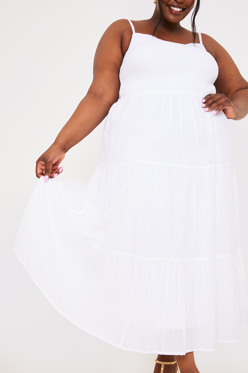 Textured Shirred Midaxi Dress