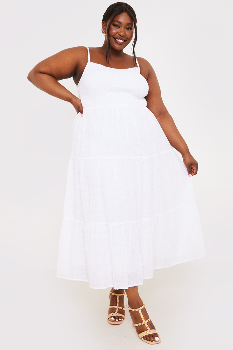 Textured Shirred Midaxi Dress