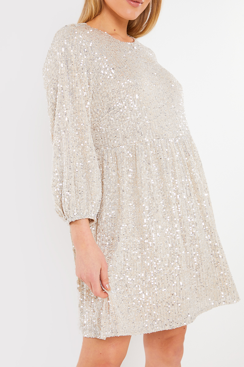 Sequin Smock Mini Dress