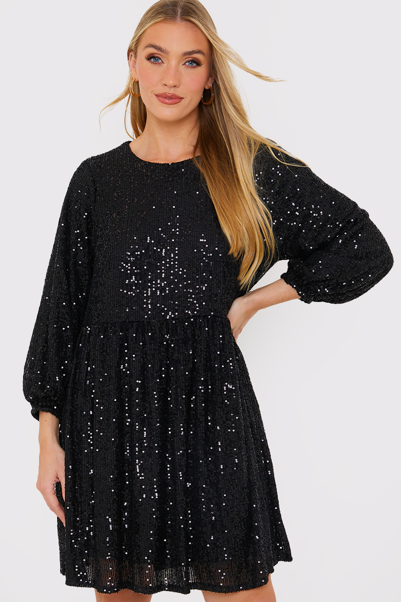Sequin Smock Mini Dress
