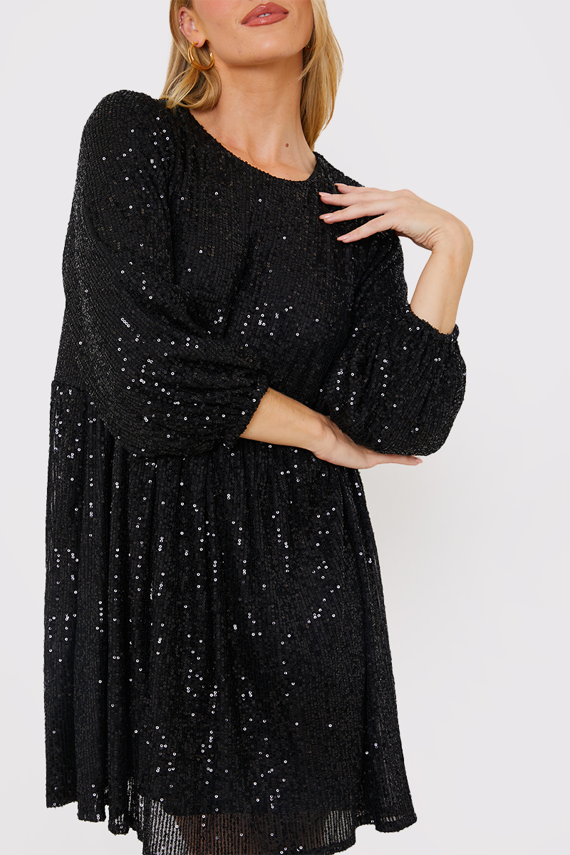 Sequin Smock Mini Dress