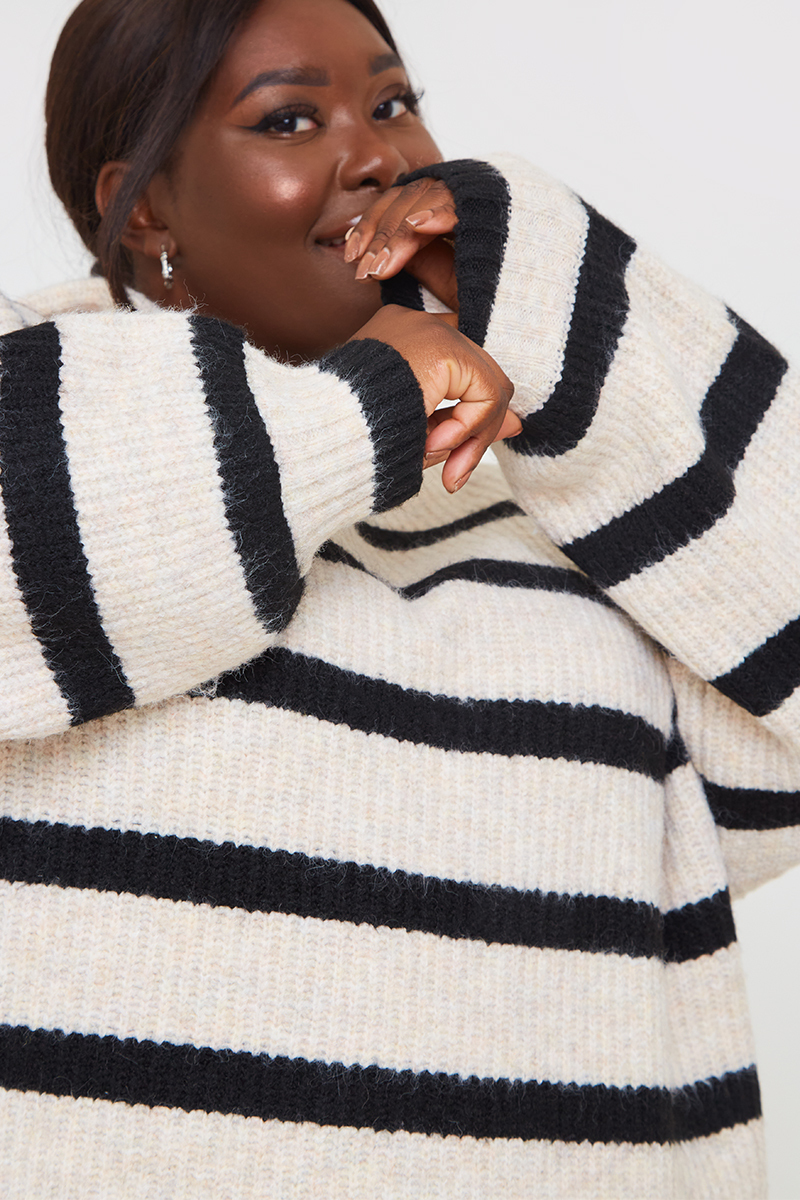 Recycled Stripe Knitted Hoodie