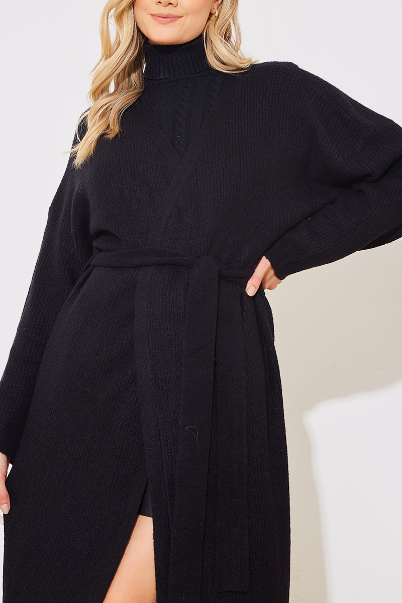 Midi Belted Knitted Cardigan