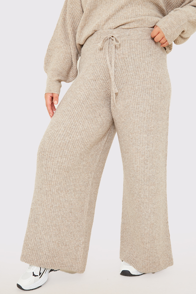 Wide Leg Rib Co Ord Knitted Trouser