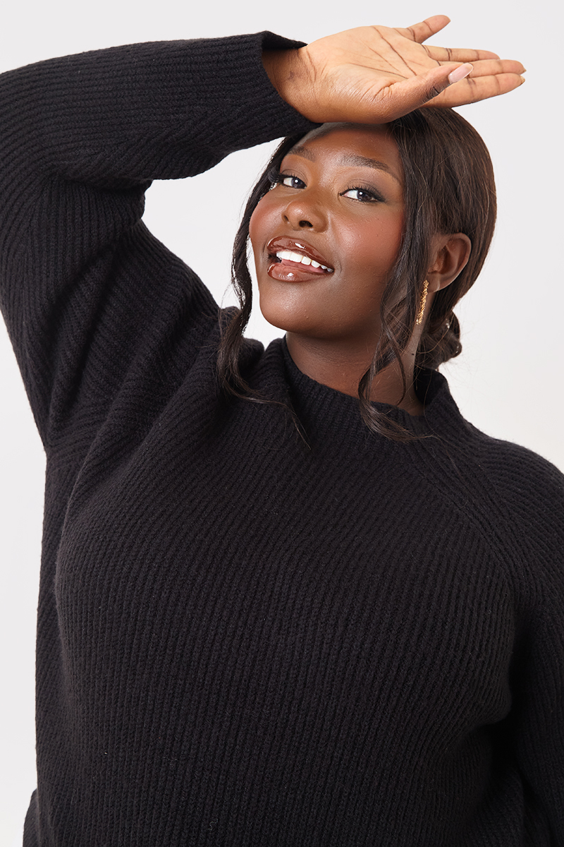 High Neck Shirt Contrast Jumper