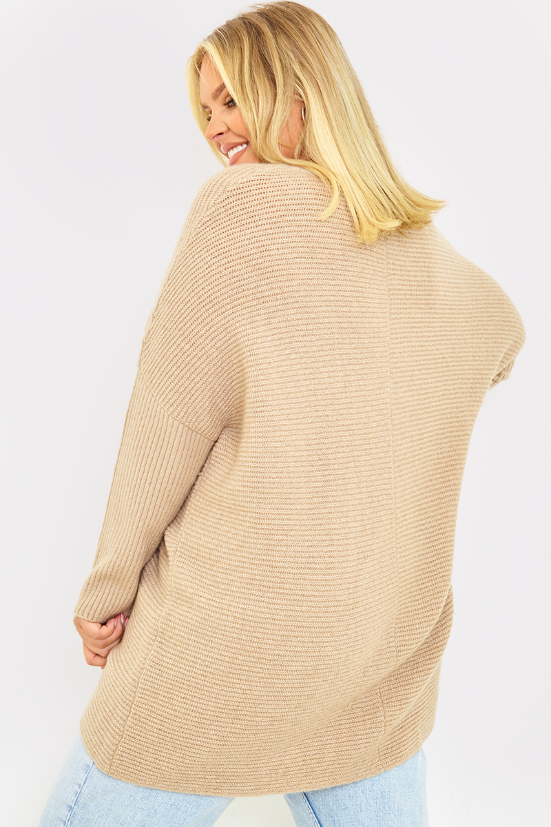 Interest Rib High Neck Knitted Jumper