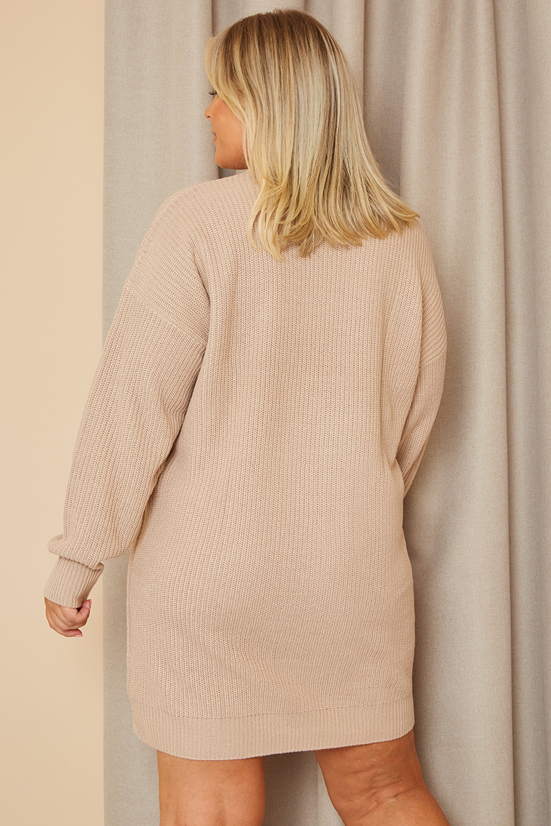 High Neck Knitted Jumper Dress