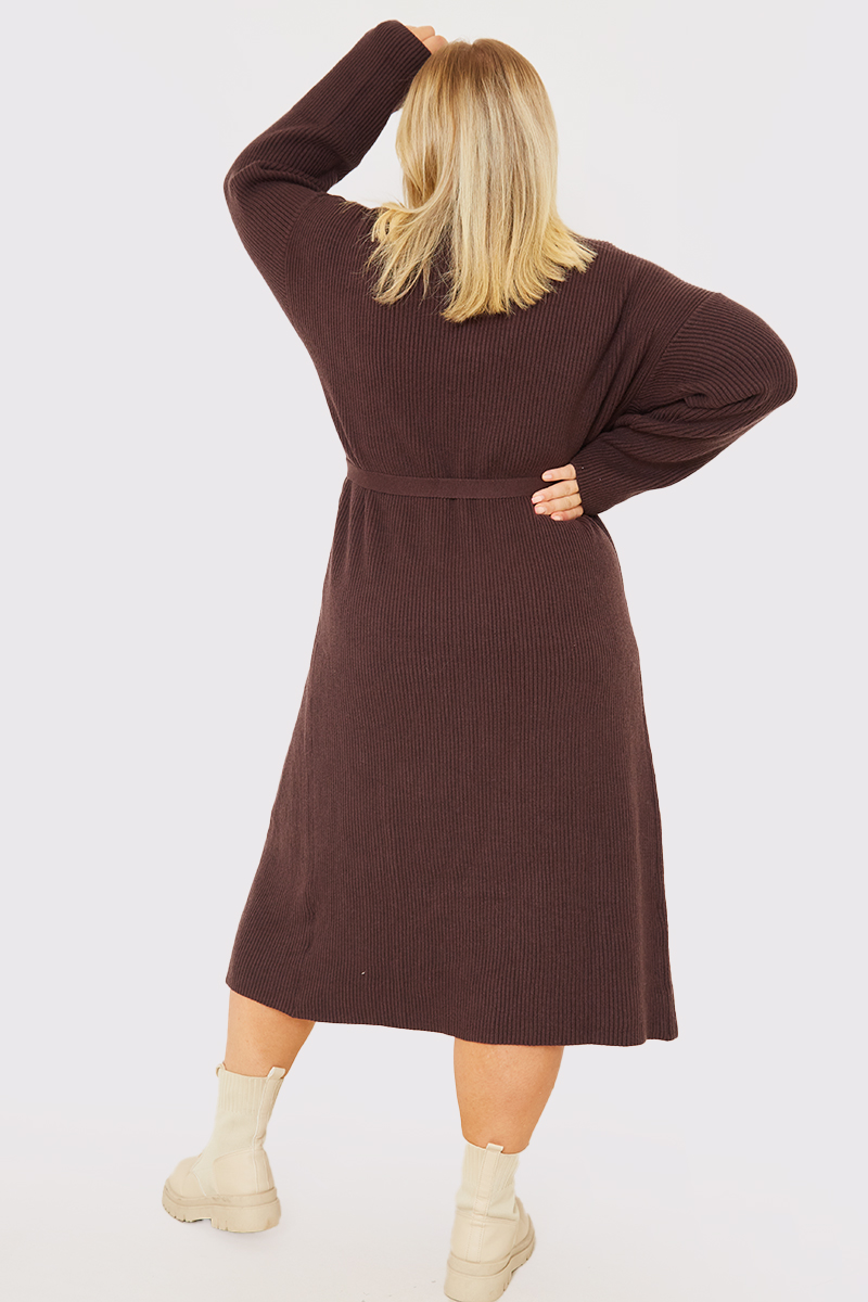 Knitted Co Ord Belted  Midaxi Cardigan