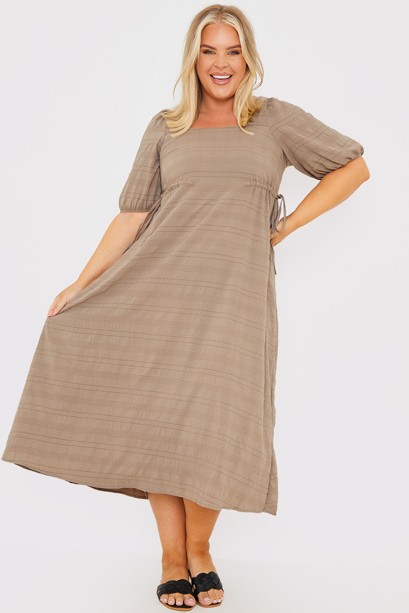 Open Back Puff Sleeve Midi Dress