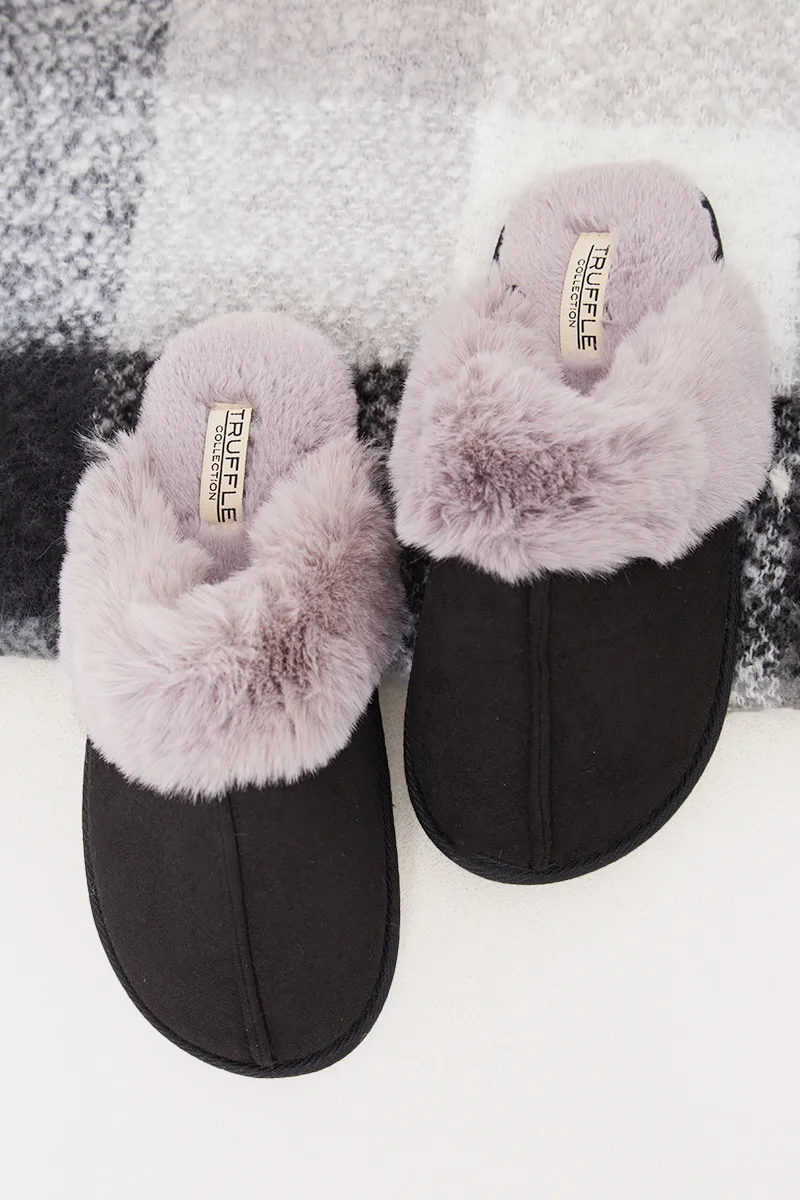 Faux Fur Trim Slipper