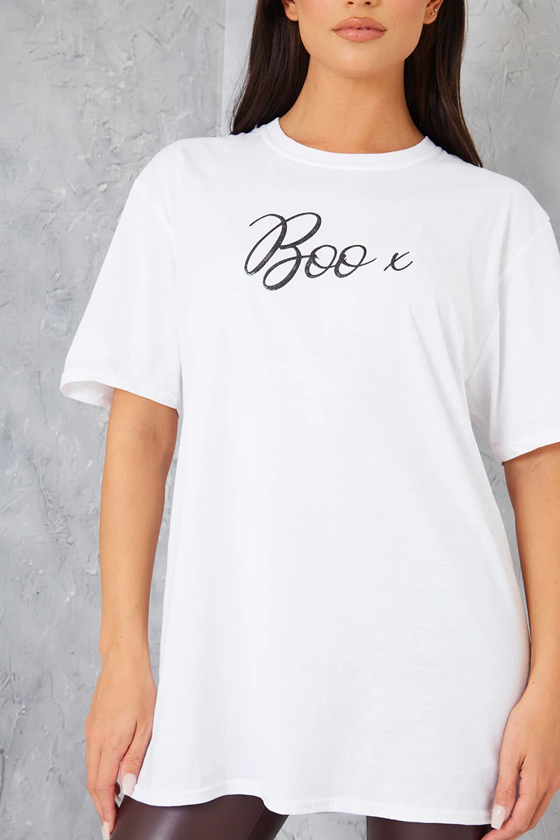 Boo' Diamante Motif T-Shirt