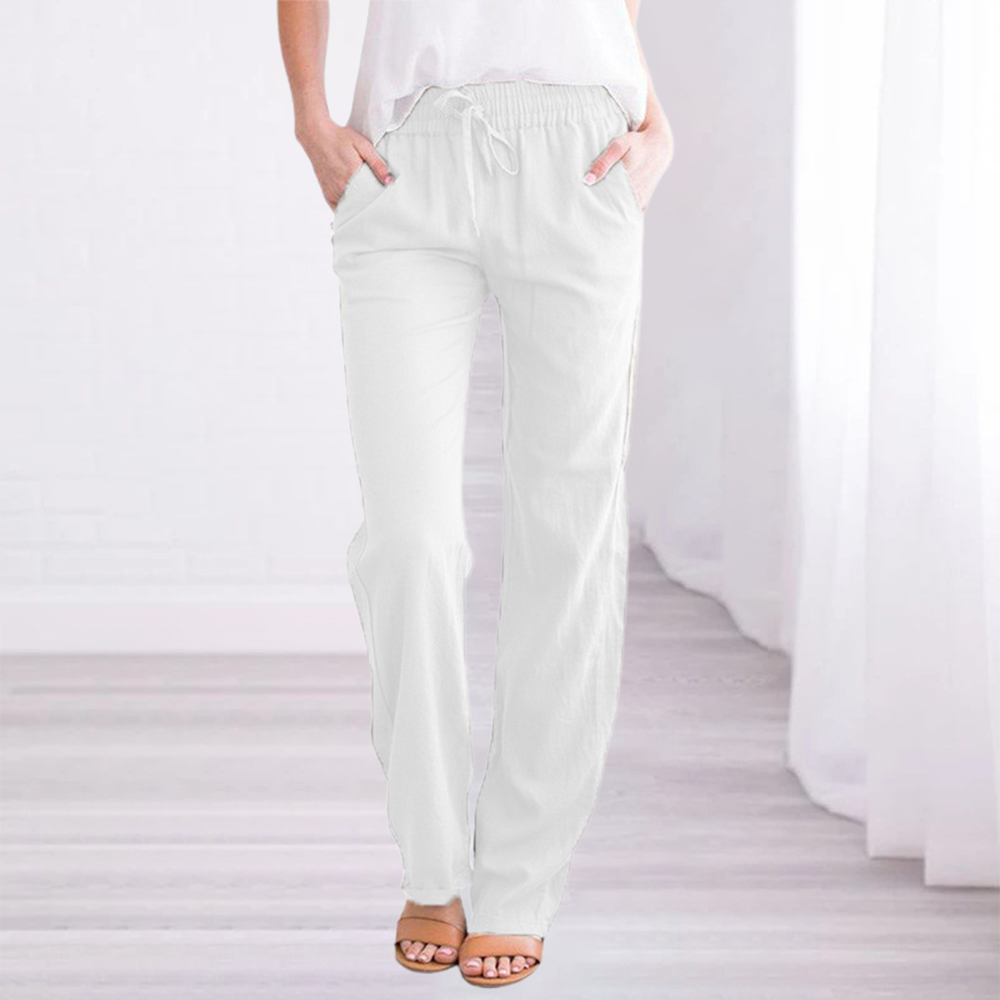Lightrime Women's cotton and linen wide leg trousers